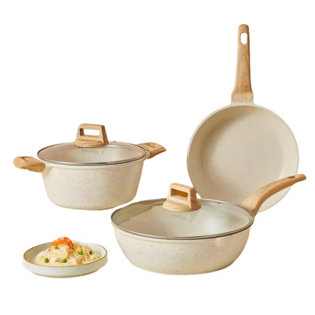 Set di pentole in alluminio antiaderente con logo personalizzato per la cucina casalinga