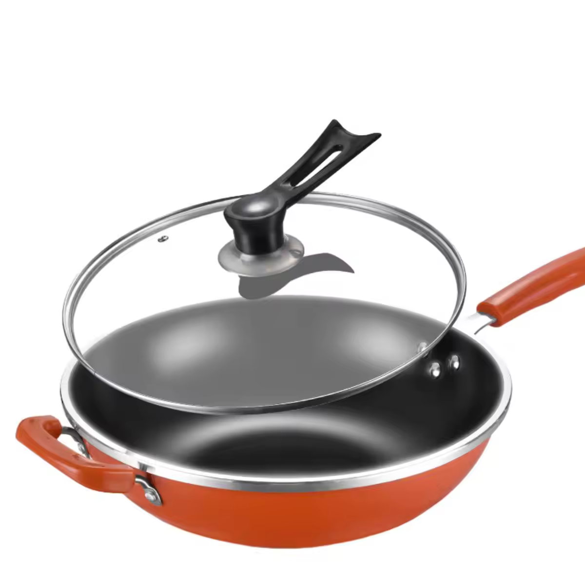 Padella wok antiaderente in alluminio a gas a induzione con logo personalizzato da 2,5 mm di spessore ecologico per cucinare