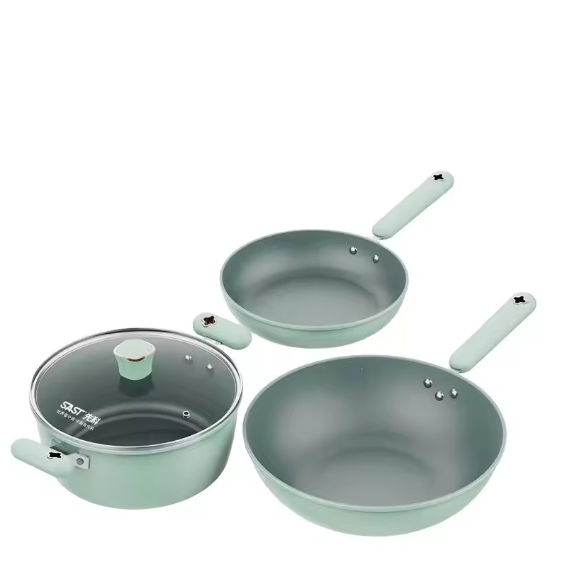 Set da tre pezzi Set di pentole Fornello elettromagnetico per uso domestico Fornello a gas Stufato universale Bollente Frittura Pentola antiaderente Regalo