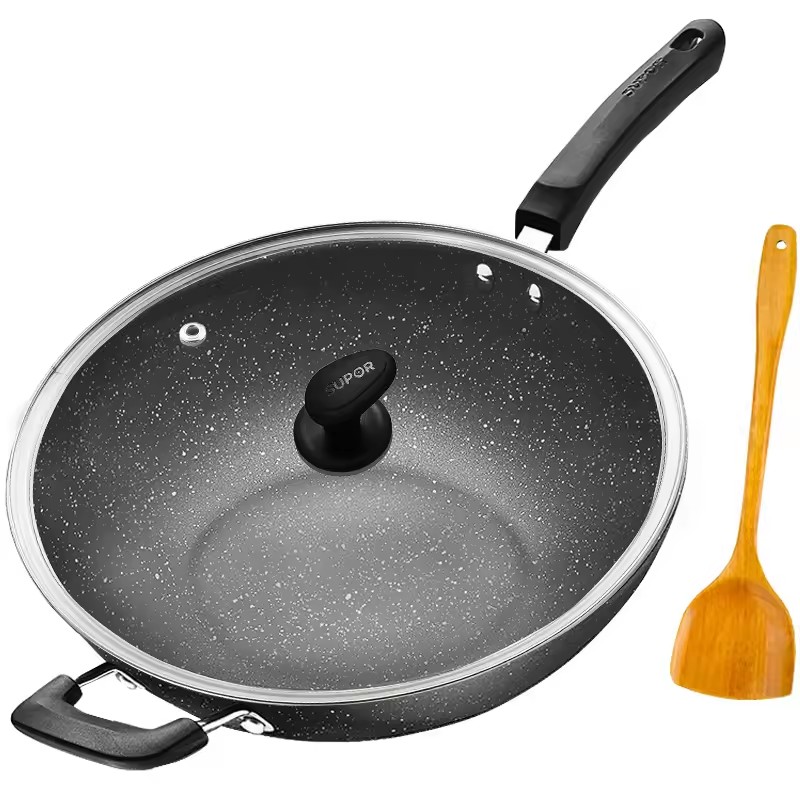 Wok antiaderente con fornello a gas fornello a induzione da 32 cm per uso domestico