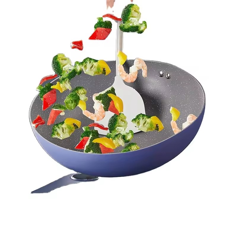 Pentola antiaderente per friggere riso, grano, pietra, pentola da cucina, set completo di pentole a fondo piatto per uso domestico