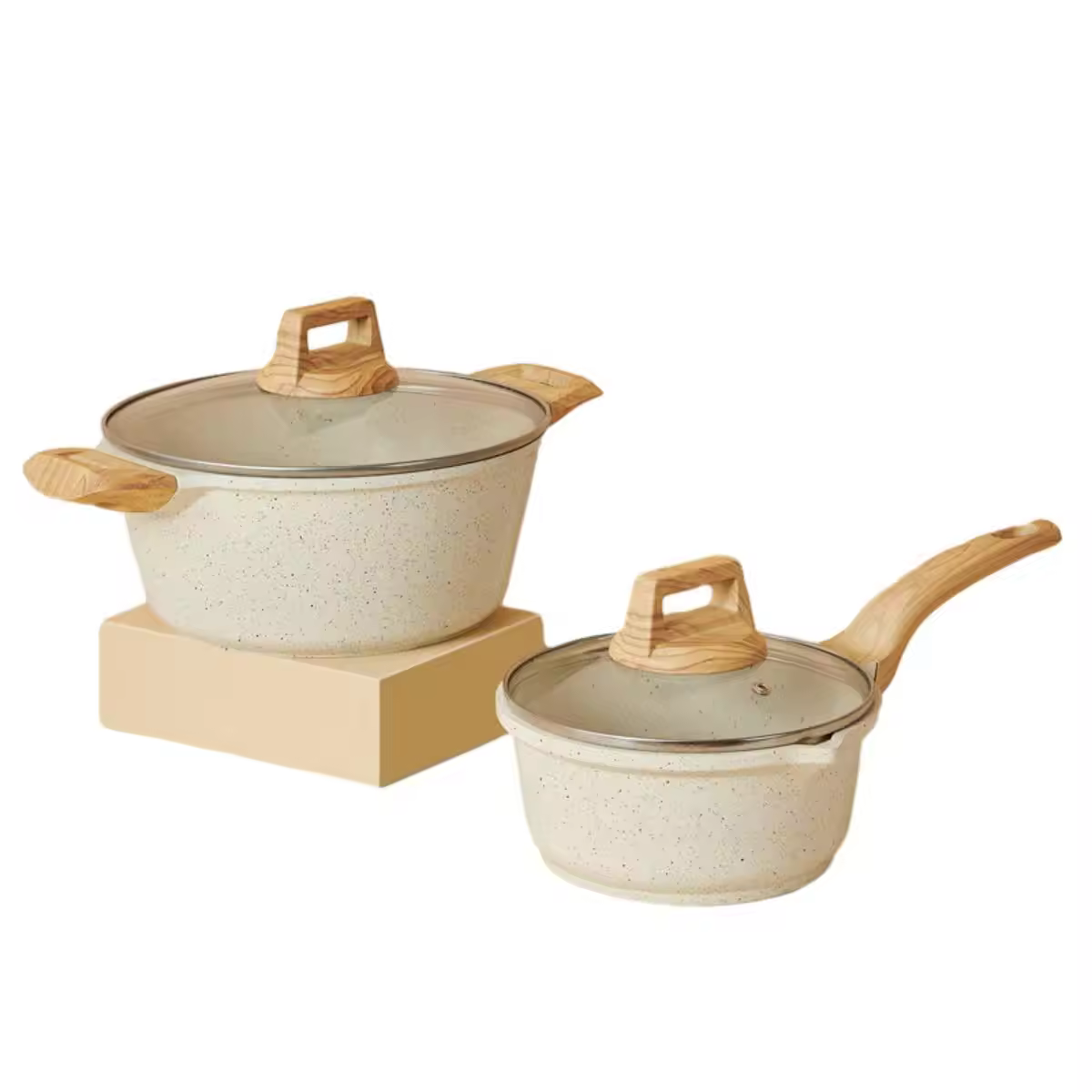 Set di pentole per brodo antiaderenti in alluminio con logo personalizzato con manico