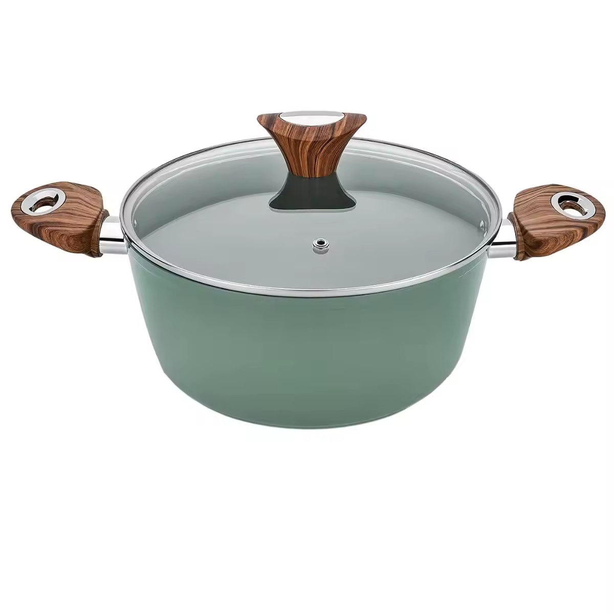 Utensili da cucina casseruole in alluminio con logo eco personalizzato a due manici con coperchi in vetro