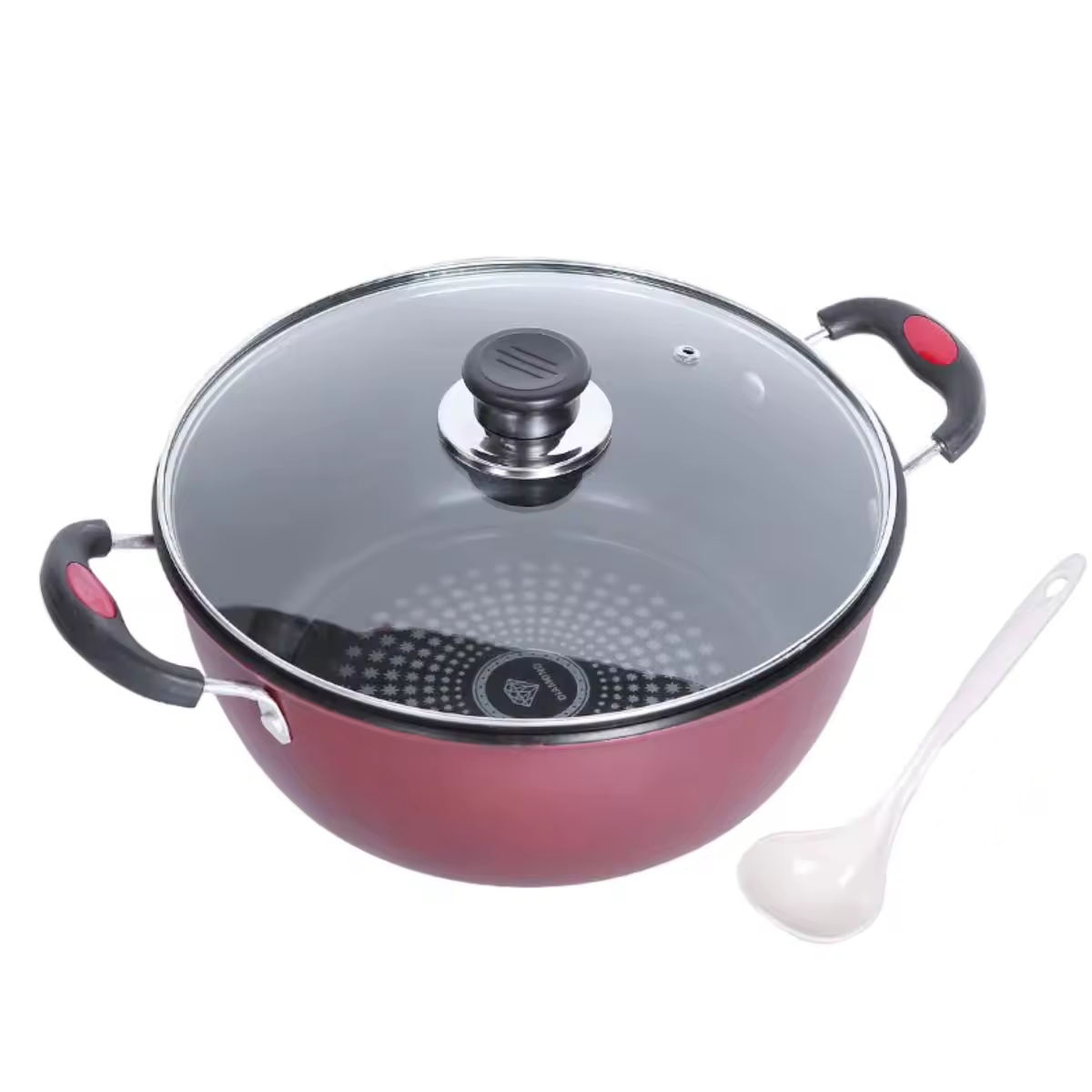 Pentola per zuppa in ceramica a doppia orecchie Rivestimento sanitario antiaderente Casseruola da cucina Pentola